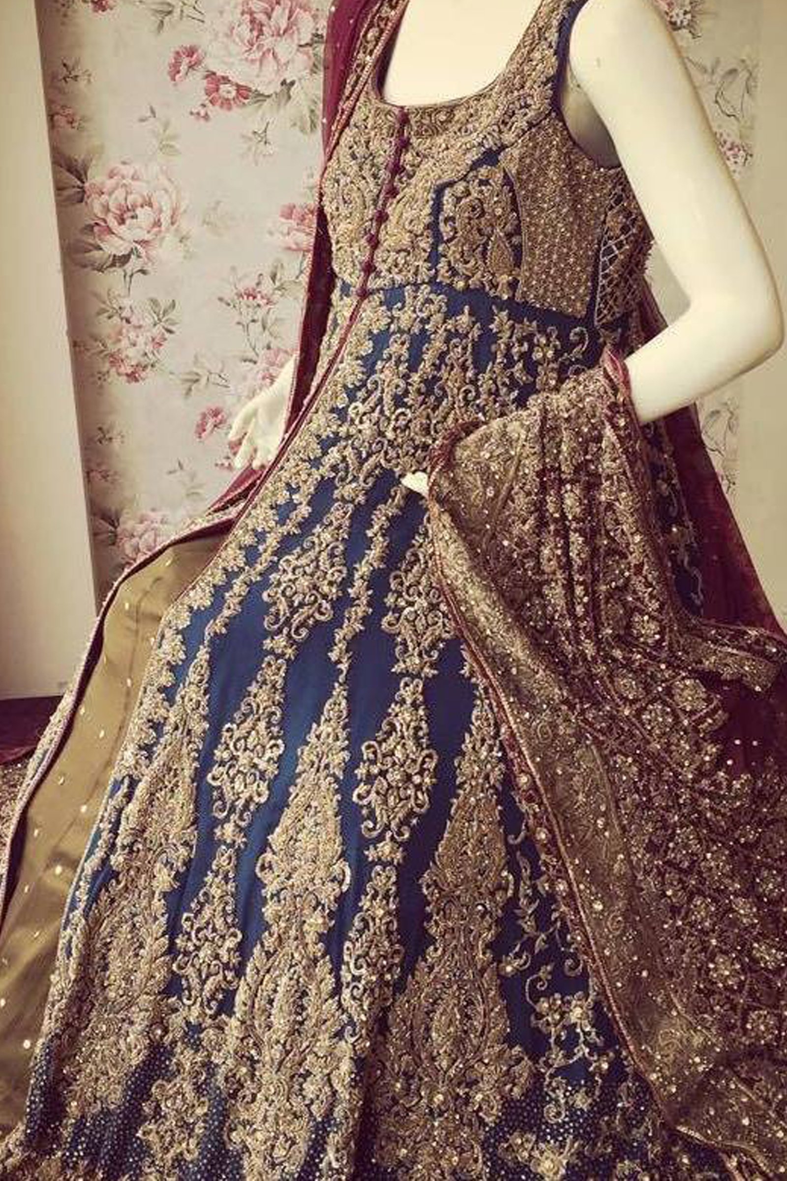 royal blue pakistani bridal dresses