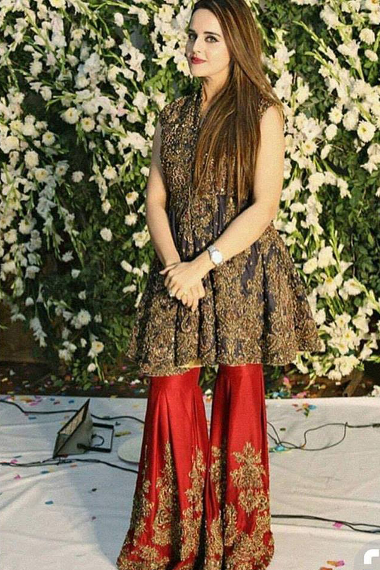 Red And Blue Pakistani Wedding Dress