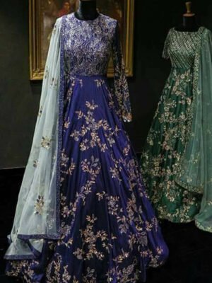 Custom Made Pakistani Wedding Dress In Royal Blue Color CODE: Bride-0166