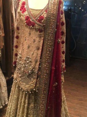 Custom Made Pakistani Wedding Dress In Golden Color CODE: Bride-0203