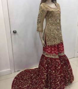 golden pakistani dress, golden dress pakistani, golden colour pakistani dresses, pakistani bridal dresses in golden colour, black and golden pakistani dresses