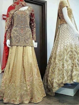 Custom Made Pakistani Wedding Dress In Golden Color CODE: Bride-087