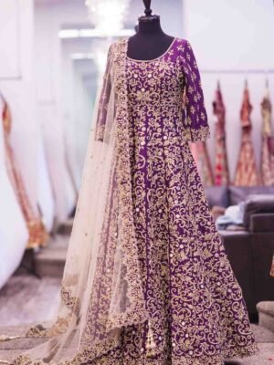 Pakistani Wedding Dress In Purple Color CODE: Bride-082