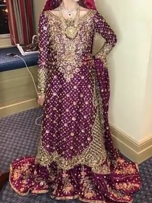 Pakistani Wedding Dress In Purple Color CODE: Bride-084