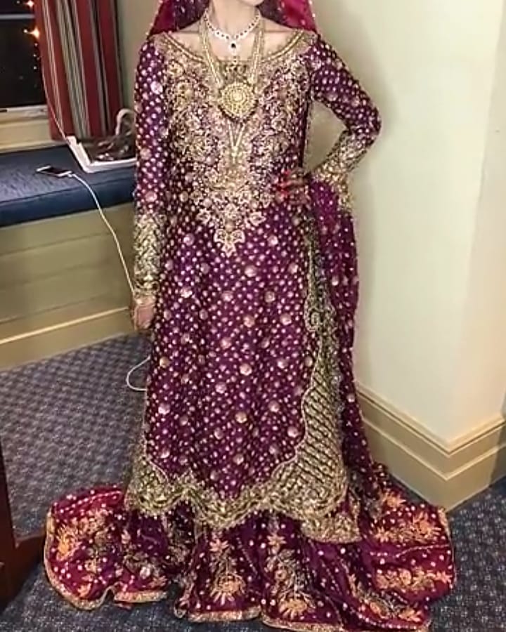 Maroon And Red Lehenga Maxi Dress Pakistani Bridal Wear – UY COLLECTION