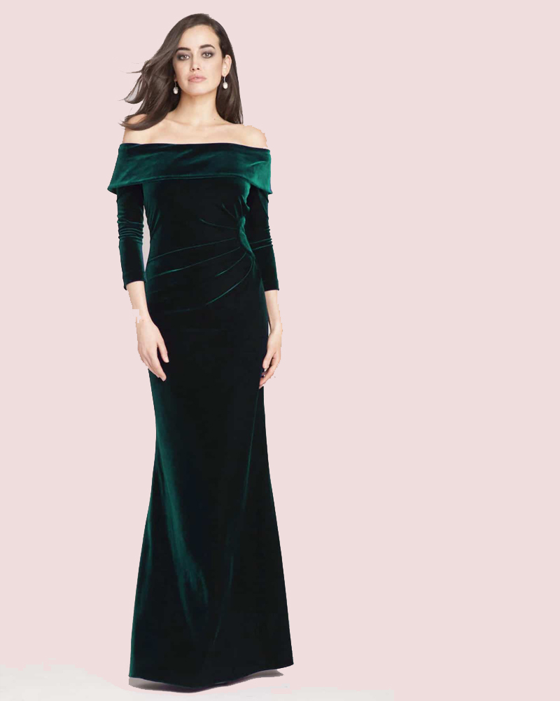 Teri Jon by Rickie Freeman womens Velvet Gown, 14, Green - Walmart.com