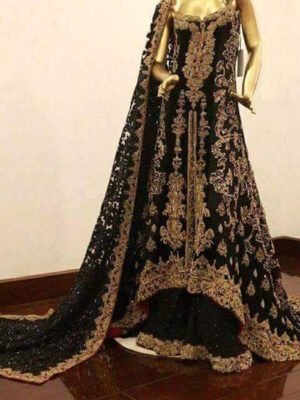 Custom Made Pakistani Wedding Dress In Black Color CODE: ZBride-02