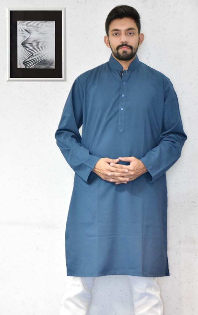 blue waistcoat with shalwar kameez