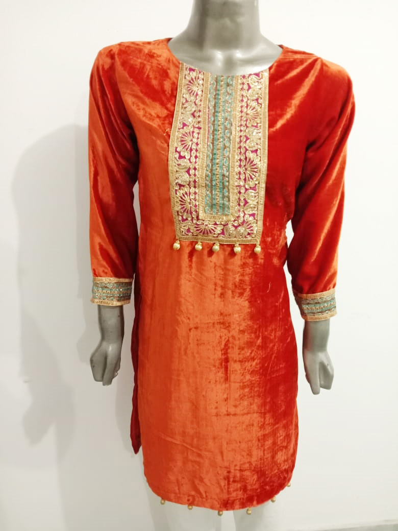 orange velvet dress pakistani Discover Persian Night a soft peach Pakistani formal dress featuring  zardozi, sequin embellishments & velvet silk patchwork on khaddi net., For  more orders DM us! , #RaniaZaraStudio, #jeem,