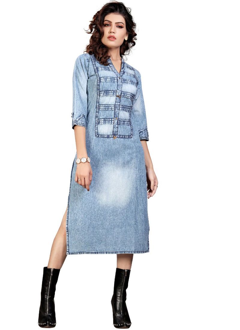 Denim kurti design 2020/latest denim kurti design/simple kurti design#kurtidesign#denimkurti  - YouTube