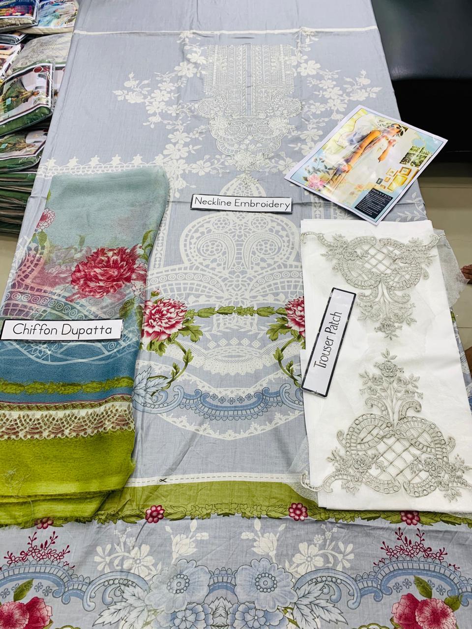 3 Piece unstitched - Embroidered Pure Chiffon | MariaB main image 1