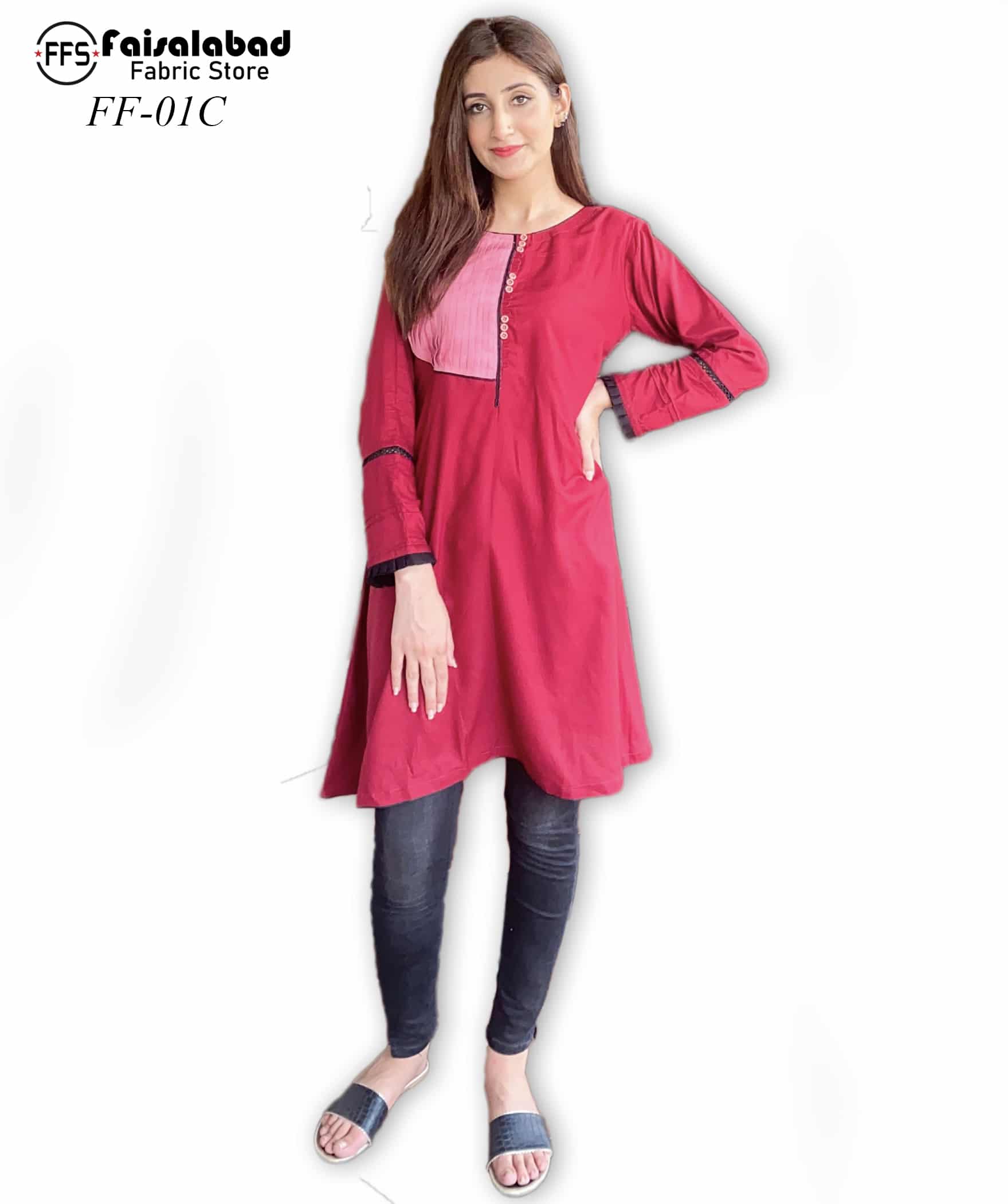 Maroon Cotton Plain Party Wear Kurti Online Shopping USA -