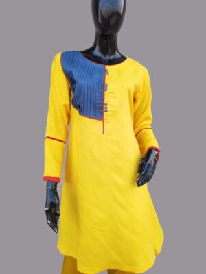 FFS Designer Stitched Dresses For Sale Two-Piece In Yellow Color Over Lawn