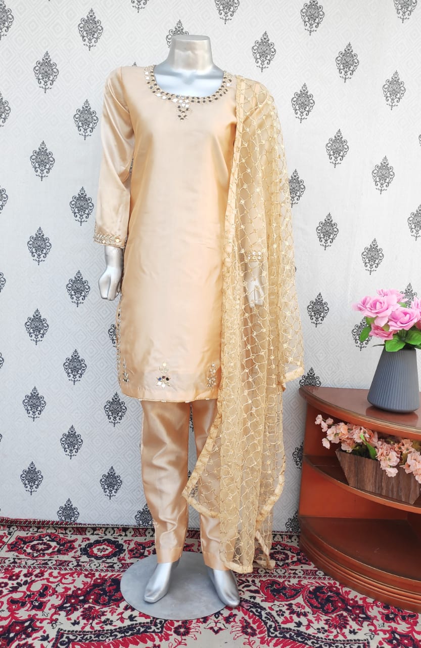 Designer Indian Pakistani Salwar Kameez Chanderi Silk Dress Material Suit -  SellersHub.io