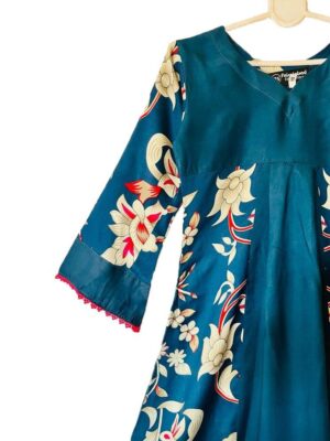 Pakistani/Indian Style In Blue Color In Dhanak Fabric Over Embellished With Laces At Sleeve and Daman