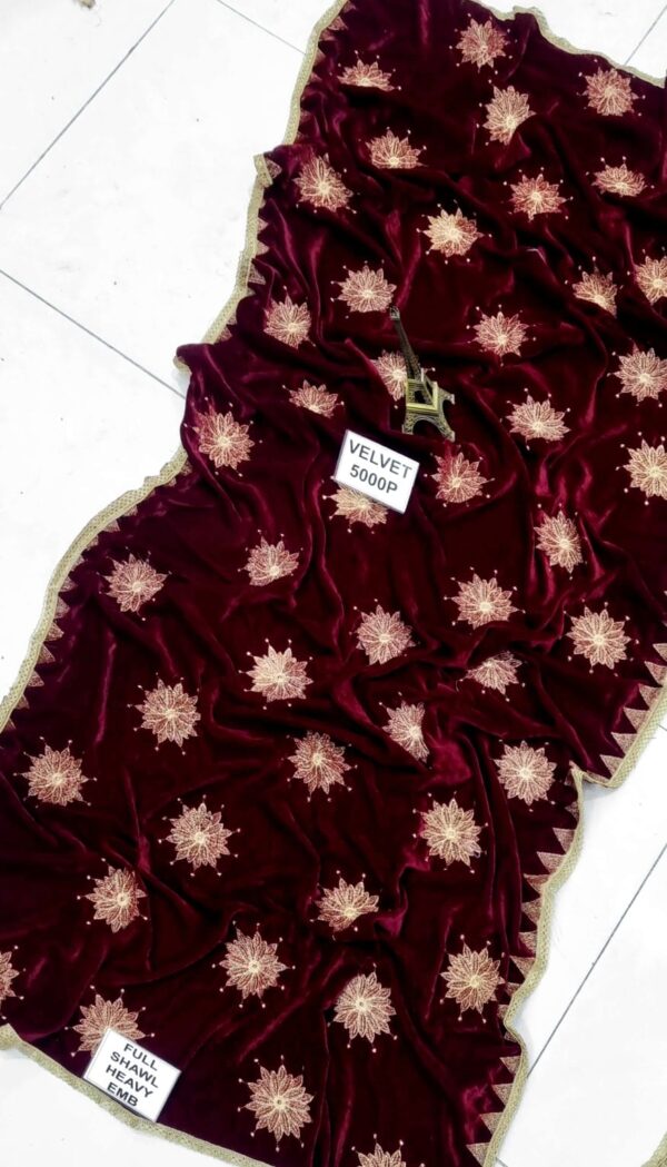 Handmade Embroidery Shawl in 5000P Velvet Fabric VS-10