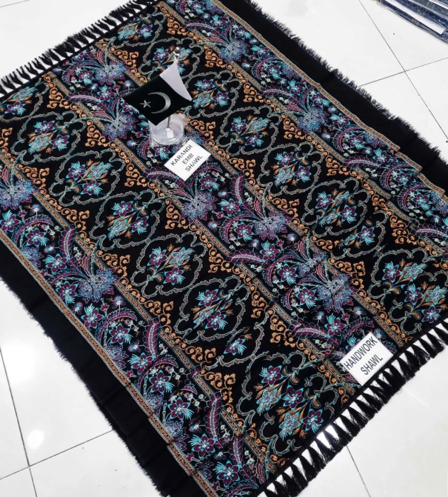 Dhanak Handmade Karandi Sequence Embroidered Shawl