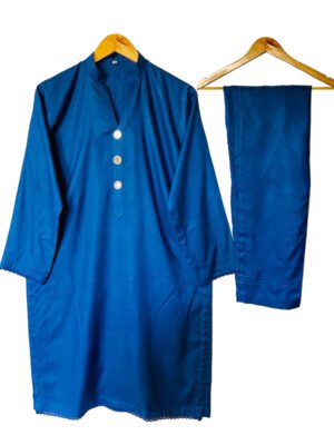 Blue Colored 2 Piece Ready To Wear Lawn Suit Mirror work