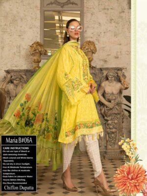 Yellow colored Maria B 3 Piece Lawn Suit Replica