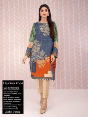 multi colored 3 piece edenrobe lawn suit replica