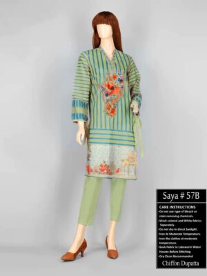 Green colored 3 piece saya lawn suit replica