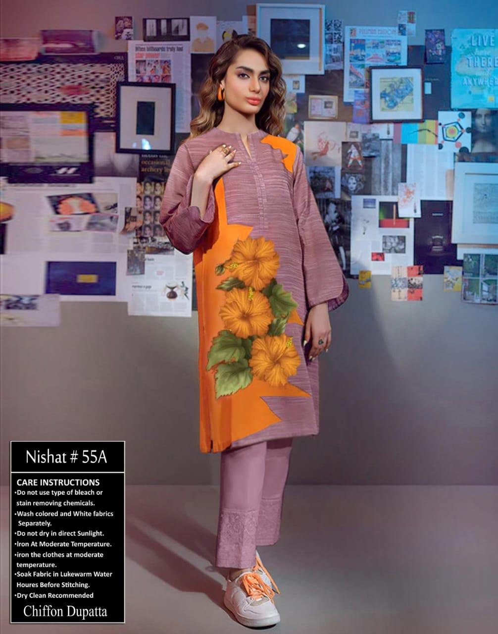 purple/orange colored 3 piece lawn suit by nishat