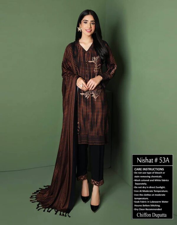 black colored 3 piece nishat lawn suit replica