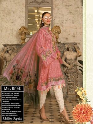 Pink colored 3 piece maria b lawn suit replica