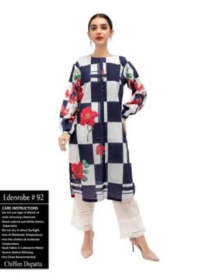 Buy 3 piece Edenrobe lawn suit replica in Blue/White Color DLS-22