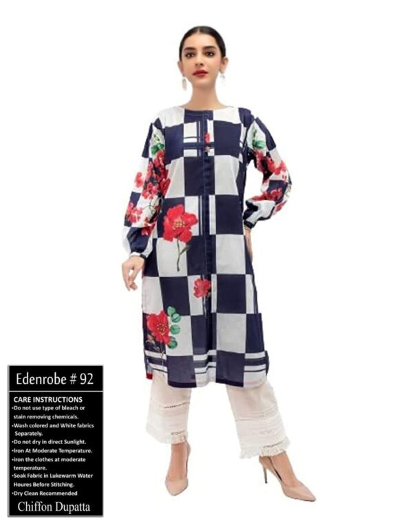 3 Piece Blue/white colored edenrobe lawn suit replica