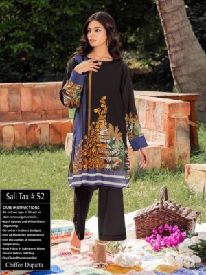 black colored salitax lawn suit replica