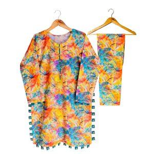 2 piece stitched printed lawn suit. Multi Colored Print