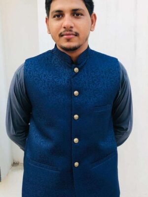 Men Pakistani Waistcoat in blue color