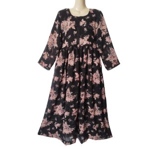 Floral Printed Wholesale Maxi Dress in Black Color
