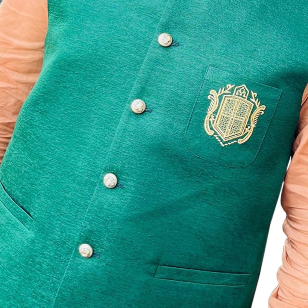 Dark Sea Green Mens Waistcoat Faisalabad Fabric Store