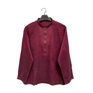 red maroon short kurta for men