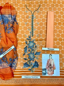 Apricot Color Lawn Cotton Suit