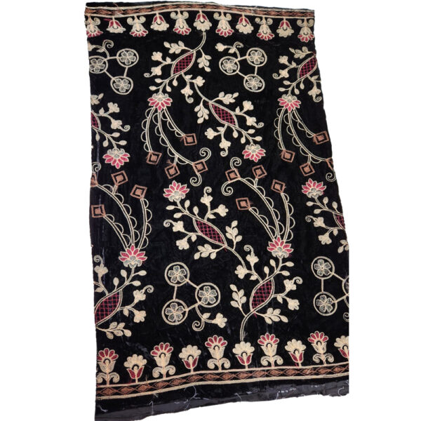 Black Color Embroidered Velvet Shawl