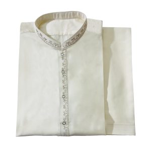Cream Color Embroidered Men’s Salwar Kameez