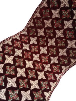 Maroon Color Embroidered Velvet Shawl