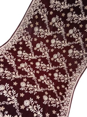 Maroon Color Embroidered Women Shawl