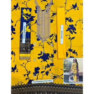 Pakistani Linen Shalwar Kameez In Yellow Color