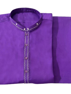 Purple Color Embroidered Men’s Salwar Kameez