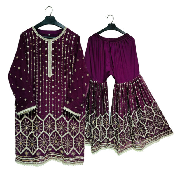 Purple Color Gharara Style Pakistani Party Wear Dress