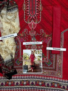 Red Color Cotton Lawn Dress