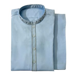 Sky Blue Embroidered Men's Salwar Kameez