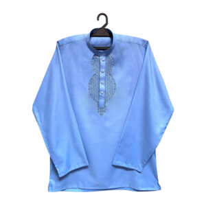 Sky Blue Men's Wash & Wear Short Kurta