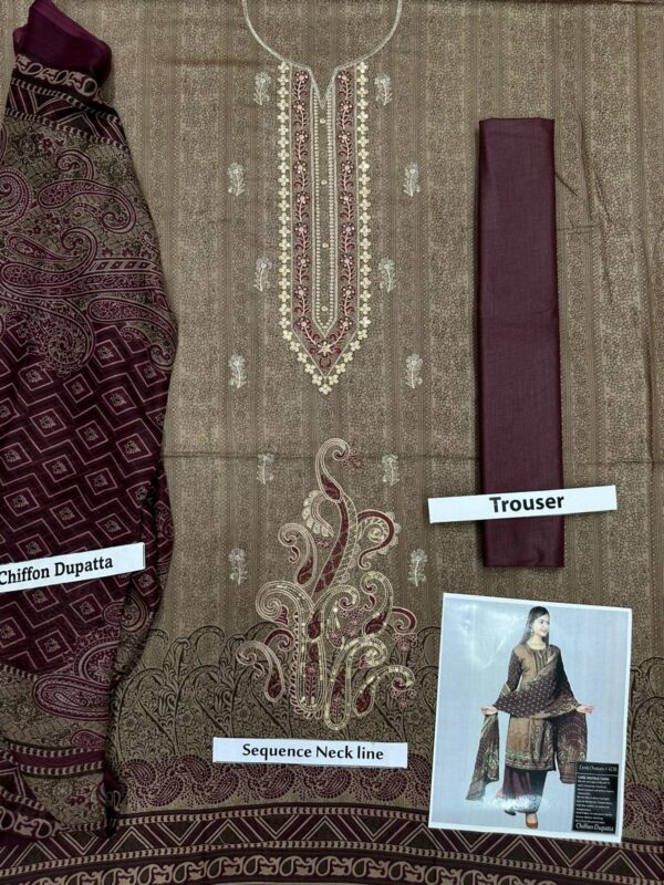 Umber Color New Lawn Dress Design