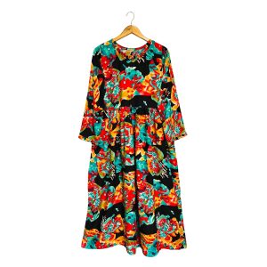 florlal printed maxi dress wholesale black color