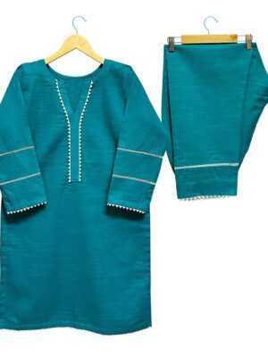 Bluish Cyan Khaddar 2-Piece Designer Suit